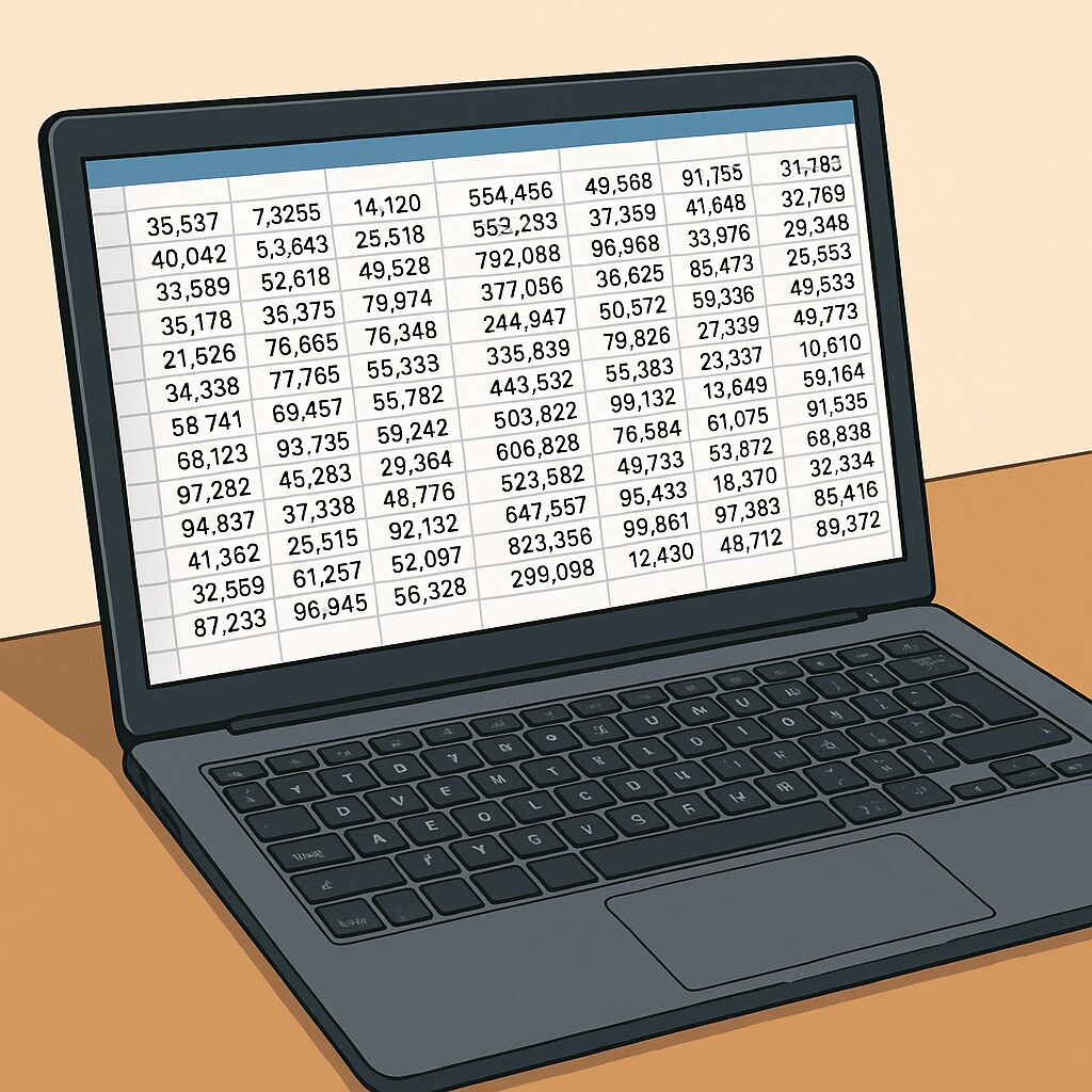 数字でいっぱいのPC画面