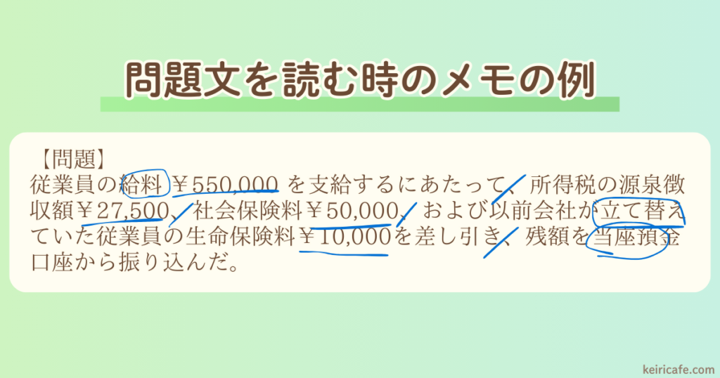問題文を読む時のメモ例